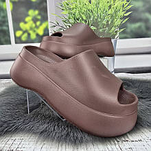 Шльопанці сланці жіночі Progress шоколадного кольору пінкові на платформі 4769