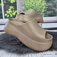 Шльопанці сланці жіночі Progress кавові пінкові на платформі 4769