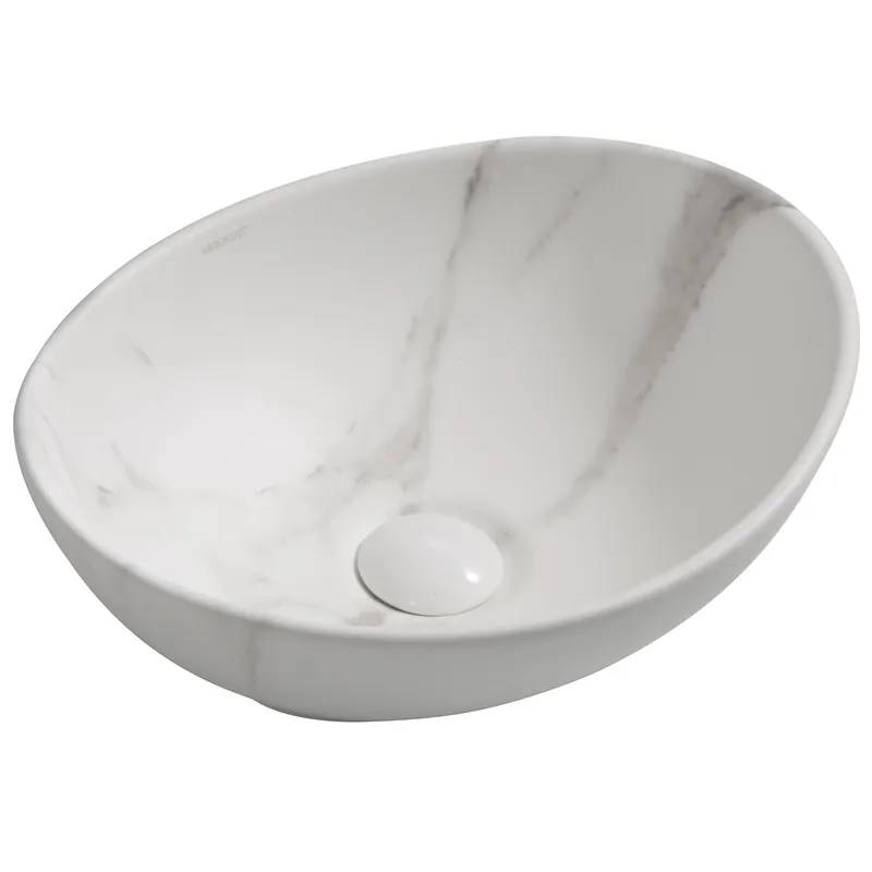 Раковина накладная MIXXUS PREMIUM ELLIPSE-0108 MARBLE 400х330х145mm (MP6526), фото 1