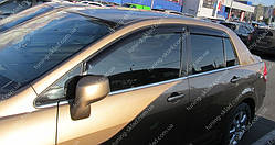 Вітровики вікон Ніссан Тііда 1 седан (дефлектори бічних вікон Nissan Tiida C11 sd)