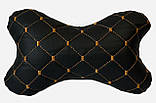 Подушка підголовник в авто з з Екошкіри Чорна Подушка під голову в машину подушечка під шию в автомобіль, фото 5