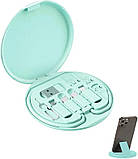 Комплект адаптерів з кабелем Type-C 6в1 для швидкого заряджання та передавання даних 60W у футлярі, зелений, фото 3