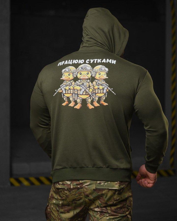 Худі maklin Працюю цілодобово оліва НП4891