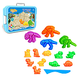 Пісок кінетичний для дітей “Світ динозаврів”, маса для ліплення набір для творчості з формами для ліплення, фото 2