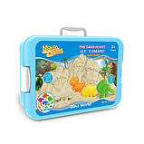 Пісок кінетичний для дітей “Світ динозаврів”, маса для ліплення набір для творчості з формами для ліплення, фото 3