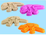 Пісок кінетичний для дітей “Світ динозаврів”, маса для ліплення набір для творчості з формами для ліплення, фото 5