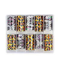 Фольга для дизайна ногтей Robin перебивная 10 шт