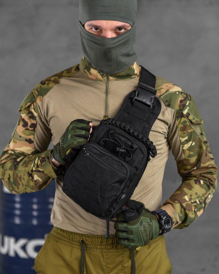 Тактична нагрудна сумка paracord black МС8539