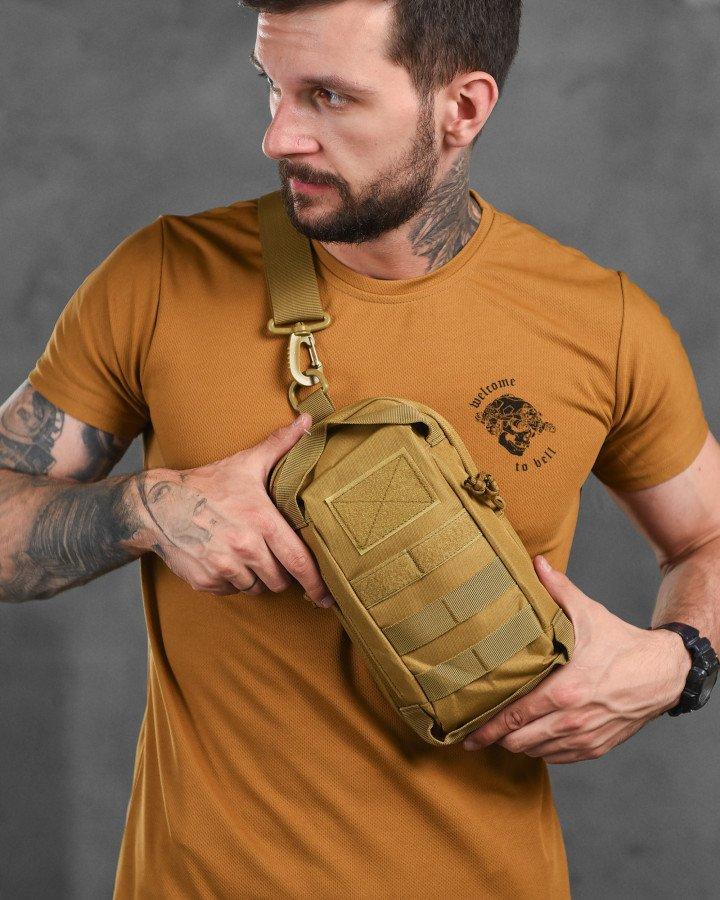 Сумка на плече тактична рюкзак однолямковий silver knight кайот ВТ9952, фото 1