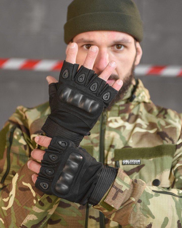 Рукавички тактичні black безпалі