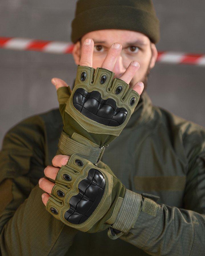 РУКАВИЧКИ БЕЗПАЛІ OUTDOOR TACTICS З ЗАХИСТОМ OLIVE ВТ6010