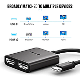 Адаптер Lemorele TC21 2-портовий USB-C на 2xHDMI 4K 60 Гц, фото 4