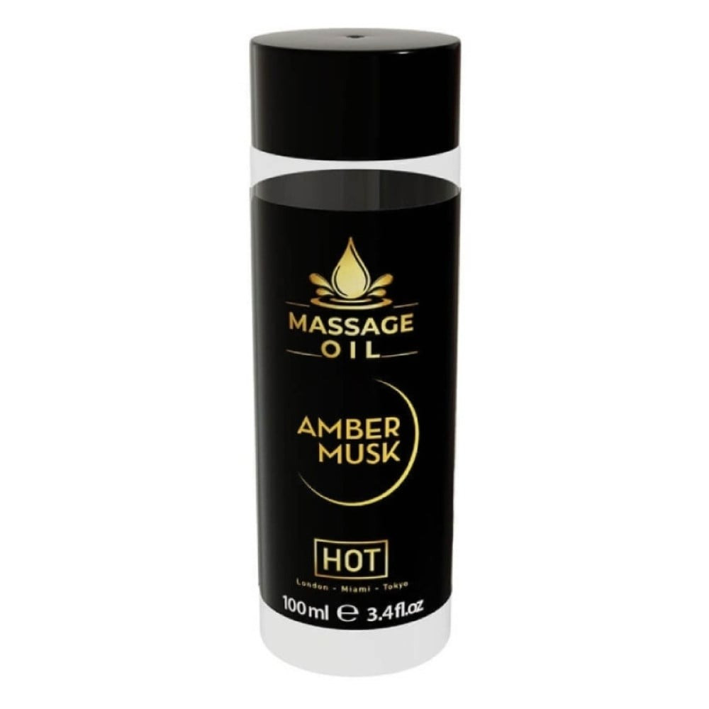 Масажна олія HOT Massage Oil Amber Musk з ароматом бурштинового мускусу, 100 мл Bomba💣, фото 1