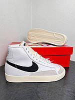 Жіночі кросівки Nike Blazer Mid vintage White Black (білі з чорним) стильні високі шкіряні кеди D463