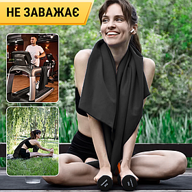 Спортивний рушник мікрофібра,рушник для спортсменів,рушник із мікрофібри  Hechpro 120 см чорне (HР120)