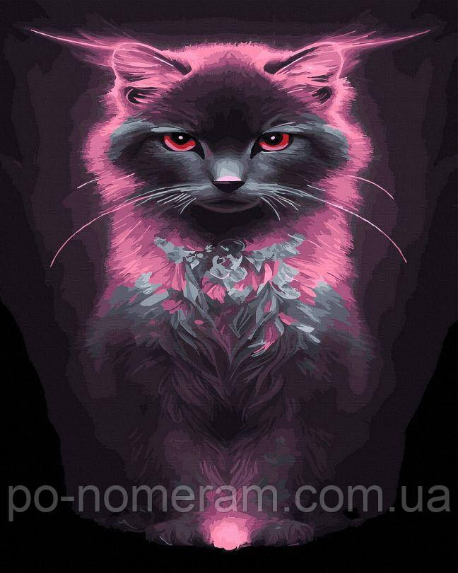 Розмальовка по номерах Котик ворожки (чорне полотно) (BRMBKG007) 40 х 50 см