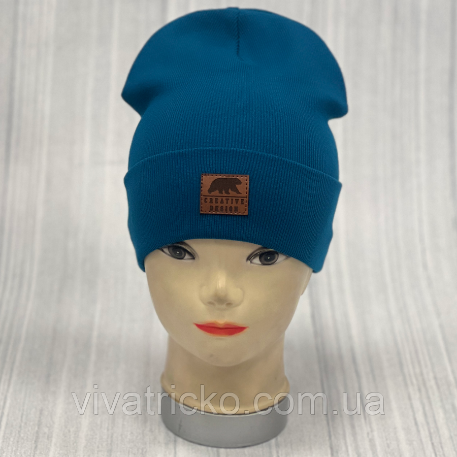 М 89517. Шапка подвійна з відворотом для  хлопчика "CREATIVE DESIGN", 2-8 років, різні кольори