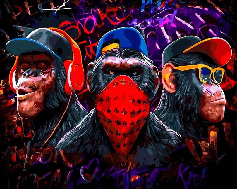 Картина за номерами Три тусовщиці (чорне полотно) (BK-BKG018) 40 х 50 см, фото 1