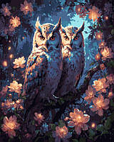 Картина за номерами Совенята в магічних фарбах (чорне полотно) (BK-BKG020) 40 х 50 см