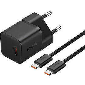 Мережевий зарядний пристрій блочок Baseus GaN5 Mini Fast Charger Type-C 20W + кабель Type-C на Type-C 100W 1m