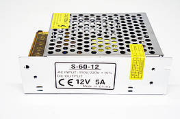 Блок живлення адаптер 12V 5A S-60-12 Метал перетворювач 220В на 12В