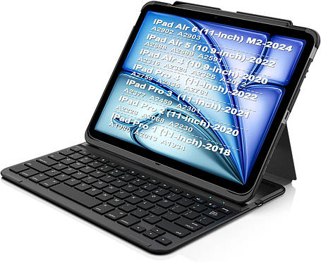 Клавіатура Arteck iPad Air 11 дюймів, 10,9 дюймів, Bluetooth-клавіатура з чохлом Folio Full Protection Case для, фото 1