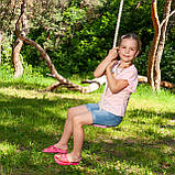 Качеля дитяча з дерева тарзанка спортивна підвісна «ЕЛІТ» червона, у подарунок фірмовий ранець Синій Манік, фото 3