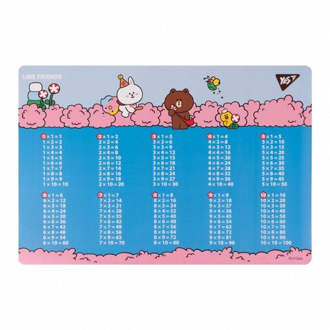 Підкладка на стіл Yes пластикова 42,5*29 см з таблицею множення Line Friends. Together 492254, фото 1
