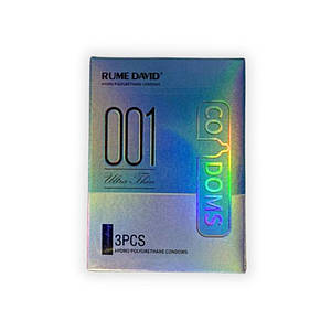 Презервативи ультратонкі поліуретан Rume David 001 охолодні (ціна за упаковку, 3 шт.)
