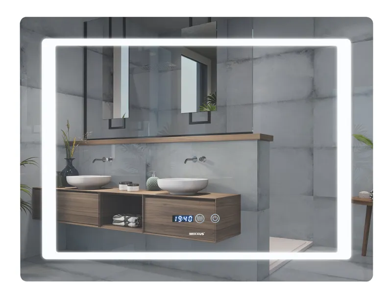 Дзеркало Mixxus Style MR03-80x60 (годинник, LED-підсвітка, антизапотівання) (MI6005)