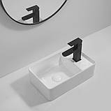 Раковина підвісна Mixxus Premium QUADRO-1201-L 430х265х135mm з отвором під змішувач і переливом, фото 4