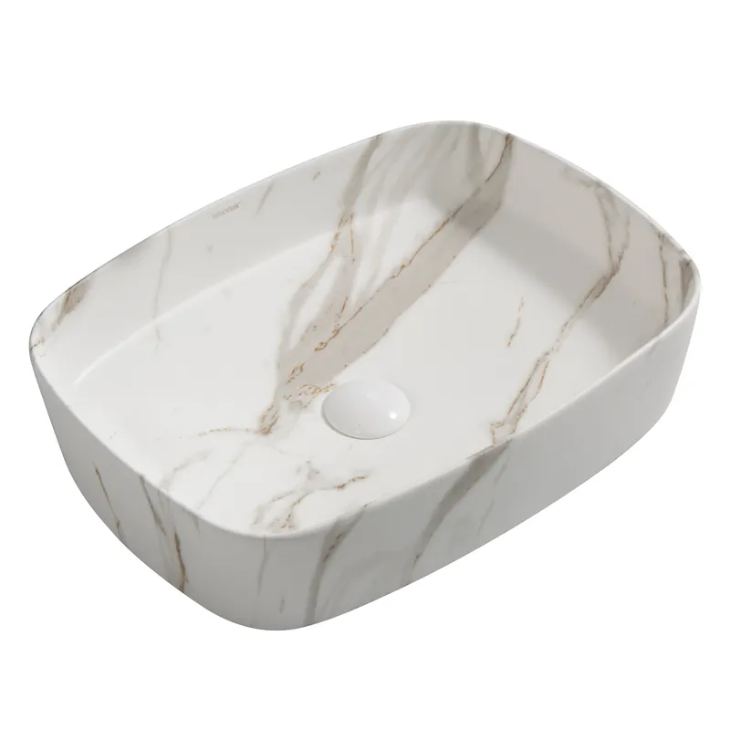 Раковина накладна Mixxus Premium BEVEL-0102 MARBLE 495х370х135mm (MP6519), фото 1