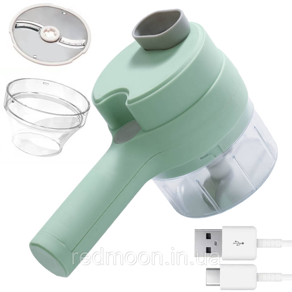 Блендер подрібнювач для овочів 4в1 Food Chopper / Електрична овочерізка слайсер / Шинківка
