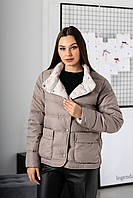 Куртка жіноча стьобана з накладними кишенями мокко демісезонна КД-261 Nolvit