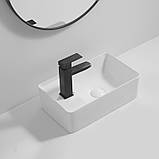 Раковина підвісна Mixxus Premium QUADRO-1201-R 430х265х135mm з отвором під змішувач і переливом, фото 4