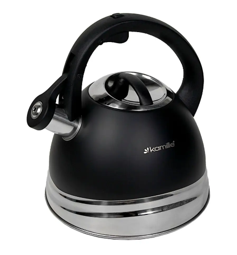 Чайник з нержавіючої сталі Kamille KM-0860 3л з свистком і ручкою Soft Touch