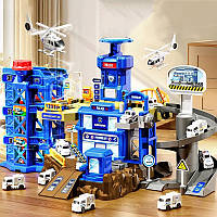 Інтерактивний ігровий набір хлопчикові Поліцейська дільниця парковка з підйомником 3 машинки Вертолітний майданчик