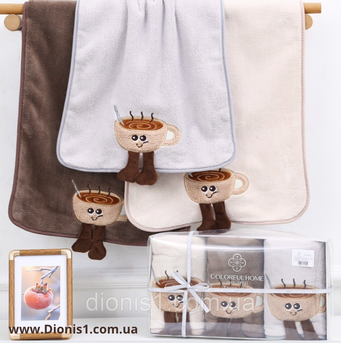 Набір рушників 3Д для кухні з мікрофібри 3 шт. розмір 35х75, фото 1