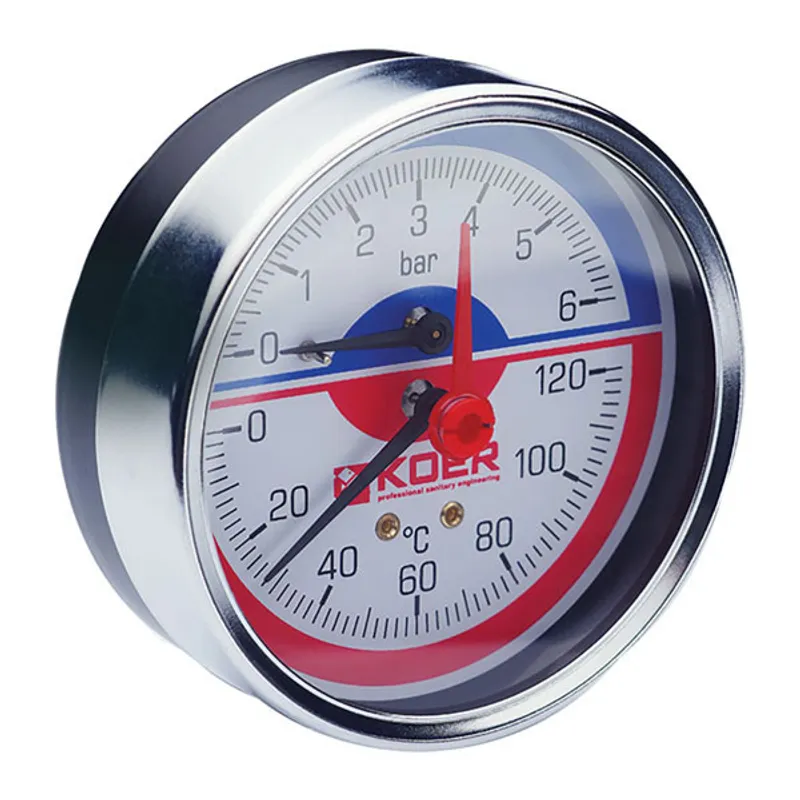 Термоманометр аксіальний (KOER KM.812A) (0-6 bar), D 80 мм, 1/4"-1/2" (KR0220)