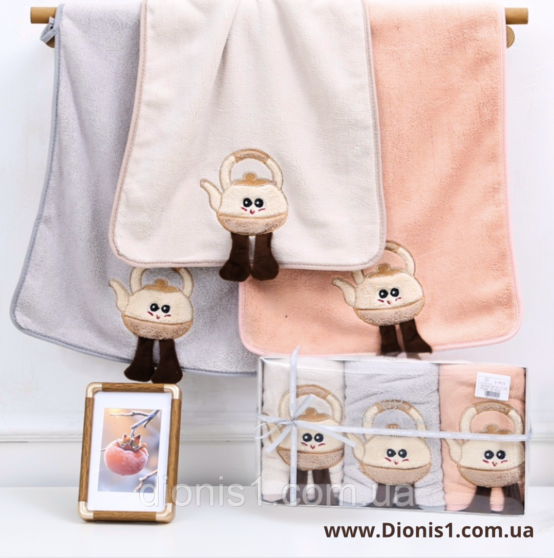 Набір рушників 3Д для кухні з мікрофібри 3 шт. розмір 35х75, фото 1