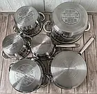 Набір каструль Rainberg RB-601 12 предметів і сковорода з неіржавкої сталі, фото 5