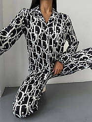 Піжама жіноча DIOR сорочка та штани ШОВК САТИН DOMINO 1000