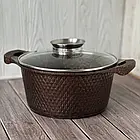 Набір каструль і сковорода з гранітним антипригарним покриттям Higher Kitchen HK-315 7 предметів Кава, фото 2
