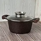 Набір каструль і сковорода з гранітним антипригарним покриттям Higher Kitchen HK-315 7 предметів Кава, фото 5