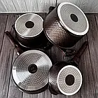 Набір каструль і сковорода з гранітним антипригарним покриттям Higher Kitchen HK-315 7 предметів Кава, фото 6