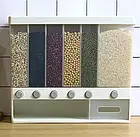 ОРГАЙЗЕР для сипких продуктів Assorted Grain Rice Bucket Диспенсер, з кнопкою дозатором для круп 6 секцій, фото 2