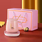 Чашка 350 мл на підставці з підігрівом до +55 °C, Рожева/Карка керамічна з ложкою в подарунковому пакованні, фото 4