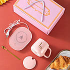 Чашка 350 мл на підставці з підігрівом до +55 °C, Рожева/Карка керамічна з ложкою в подарунковому пакованні, фото 5