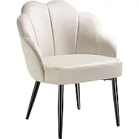 Оксамитове крісло мушля Hellen кремовий колір