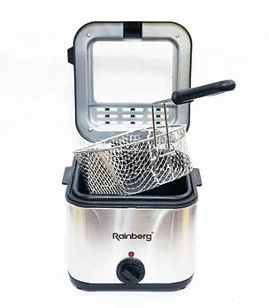 Електрична фритюрниця Rainberg RB-2219 з терморегулятором і кришкою для фрі 2.5 л 3200 Вт
